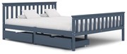 vidaXL Bedframe met 2 lades massief grenenhout grijs 160x200 cm