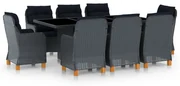 vidaXL 9-delige Tuinset met kussens poly rattan donkergrijs
