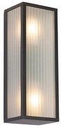 Buiten wandlamp zwart met ribbel glas 2-lichts IP44 - Charlois Modern E27 IP44 Buitenverlichting