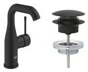 Grohe Essence 1-gats Wastafelkraan - m-size - hoog - afvoergarnituur - push up - phantom black SW901443/SW901517