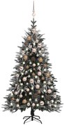 vidaXL Kunstkerstboom met LED's, kerstballen en sneeuw 120 cm PVC PE