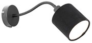 Wandlamp zwart met kap zwart schakelaar en flex arm - Merwe