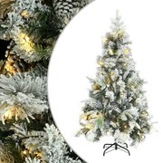 vidaXL Kerstboom met LED's, dennenappels en sneeuw 195 cm PVC en PE