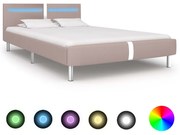 vidaXL Bedframe met LED kunstleer cappuccino 120x200 cm