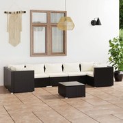 vidaXL 8-delige Loungeset met kussens poly rattan zwart