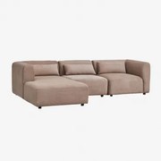 Fogler 3-delige Modulaire Chaise Longue-bank Links Corduroy Kameelbruin - Sklum