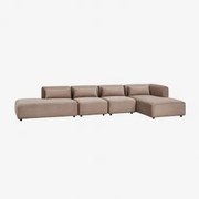 4-delige Modulaire Chaise Longue Hoekbank Met Fogler Chaise Longue Corduroy Kameelbruin - Sklum