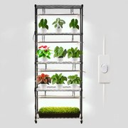 VEVOR DIY plantenrek met groeilampen, plantenstandaard op wielen, 192W 5000K full-spectrum lampen, metalen plantenrek, bloemenrek voor het opkweken van zaailingen, 750x350x1800mm