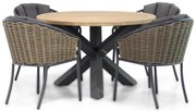 Tuinset Ronde Tuintafel 4 personen 120 cm Wicker Grijs  Santika Furniture Santika Tika