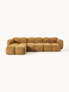Modulaire bank Tayla (4-zits) van teddy bouclé met poef (links/rechts)