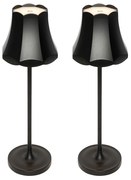 Set van 2 retro tafellampen zwart oplaadbaar IP44 - Granny