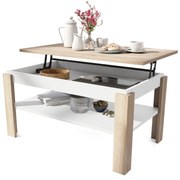 ASTI-P Sonoma eiken/wit mat - moderne salontafel met liftblad