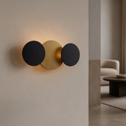 Moderne wandlamp zwart met goud incl. LED 3-staps dimbaar 3-lichts - Sunrise 3