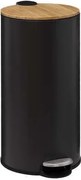 5Five Prullenbak/Pedaalemmer Bamboe– Zwart – Metaal – 30 Liter