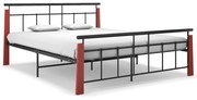 vidaXL Bedframe metaal en massief eikenhout 160x200 cm