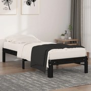 vidaXL Bedframe massief hout zwart 75x190 cm 2FT6 small single