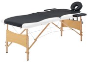 vidaXL Massagetafel inklapbaar 2 zones hout zwart en wit