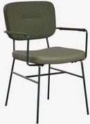 Set Van 4 Gestoffeerde Eetkamerstoelen Met Armleuningen Milih Leger Groen - Groen – Khaki - Sklum