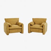 Pack Van 2 Gestoffeerde Serra Fauteuils Stof Geel – Curry - Sklum