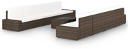 vidaXL 9-delige Loungeset met kussens poly rattan bruin