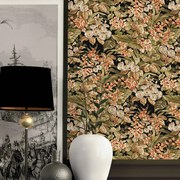 DUTCH WALLCOVERINGS Behang Floral zwart