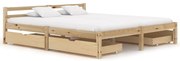 vidaXL Bedframe met 4 lades massief grenenhout 160x200 cm