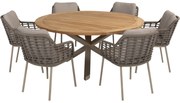 Puglia Prado dining tuinset 160øx75 cm rond 7 delig teak Taste 4SO