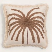 Vierkant Kussen 45x45 Cm Van Korumba-katoen Beige – Linnen - Sklum