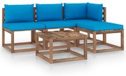 vidaXL 5-delige Loungeset pallet met kussens geïmpregneerd grenenhout