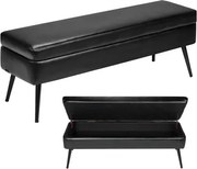 VEVOR Ottoman Bank (40 x 120 x 45 cm) van PU-leer met metalen poten en opbergruimte, gestoffeerde schoenenbank met een draagvermogen van 300 kg, moderne bedbank slaapkamerbank voor de woon- en eetkamer, zwart