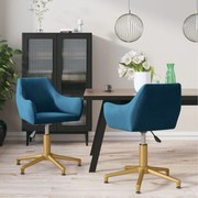 vidaXL Eetkamerstoelen draaibaar 2 st fluweel blauw