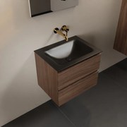 Mondiaz Aivy badmeubel 60cm mocha met wastafel solid surface urban midden zonder kraangat