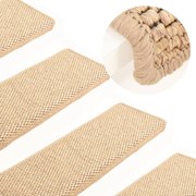 vidaXL Trapmatten zelfklevend 15 st sisal-look 65x25 cm lichtbeige