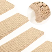 vidaXL Trapmatten zelfklevend 15 st sisal-look 65x25 cm lichtbeige