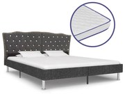 vidaXL Bed met traagschuim matras stof donkergrijs 180x200 cm