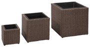 vidaXL Plantenbakken verhoogd 3 st poly rattan bruin