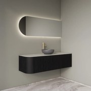 Gliss Design Alluro badmeubel ribbelfront met ronding links 140cm black en wit marmer toppaneel