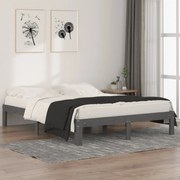 vidaXL Bedframe massief hout grijs 150x200 cm 5FT King Size