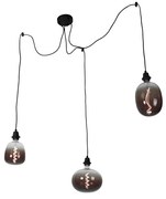 Hanglamp zwart 3-lichts incl. LED mix smoke dimbaar - Cava Luxe Modern Minimalistisch ovaal Binnenverlichting Lamp