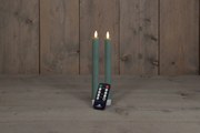 Anna's Collection - Led dinerkaars - jade groen - H 23cm - set van 2 stuks - met afstandsbediening