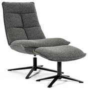 Eleonora Marcus Fauteuil Met Hocker Antraciet Boucle