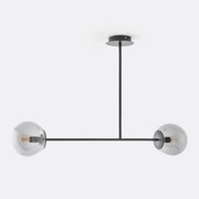 Hanglamp in metaal en gerookt glas, Atea