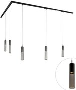 Modern railsysteem met 5 hanglampen zwart 1-fase - Iconic Lloyd