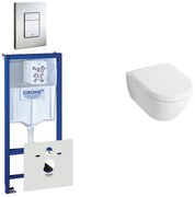 Villeroy & Boch Subway Compact Toiletset - inbouwreservoir - diepspoel wandcloset - bedieningsplaat verticaal/horizontaal - RVS 0729205/0720026/1024232/1025456/