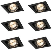 Set van 6 Inbouwspot zwart AR111 verstelbaar - Oneon