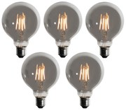Set van 5 E27 dimbare LED lampen smoke G95 5W 200 lm 1900K