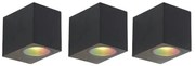 Set van 3 smart wandlampen zwart GU10 50mm IP44 - Baleno
