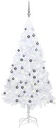 vidaXL Kunstkerstboom met LED's en kerstballen 120 cm PVC wit