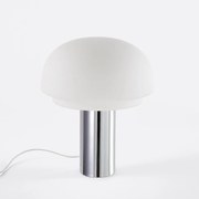 Lamp in opaline glas en verchroomd ijzer, hoogte 43,1 cm, AGATHILDA