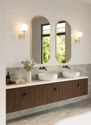 Muebles Ezra badmeubel ribbelfront 240cm walnoot met wit toppaneel zonder waskom